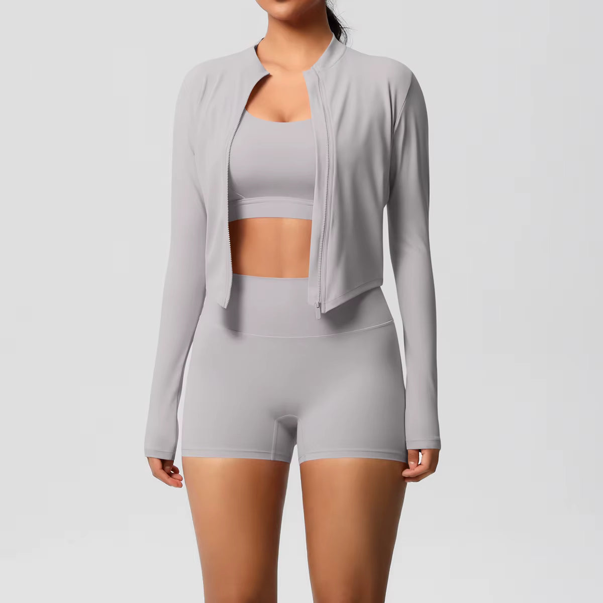 HeartFlex™ 3-Piece Imported Activewear Set (Jacket + Bra + Shorts)