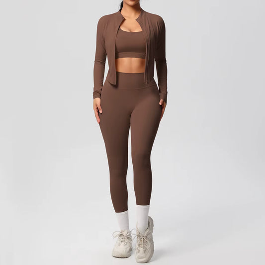 PowerFlex™ 3-Piece Imported Activewear Set (Jacket + Bra + Leggings)