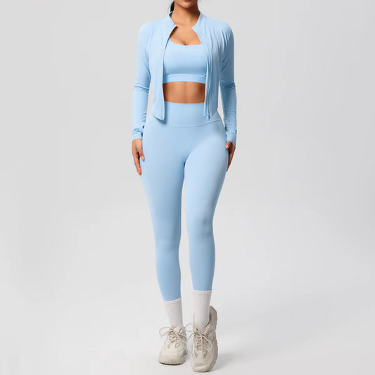 PowerFlex™ 3-Piece Imported Activewear Set (Jacket + Bra + Leggings)