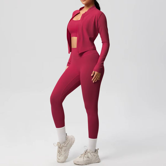PowerFlex™ 3-Piece Imported Activewear Set (Jacket + Bra + Leggings)