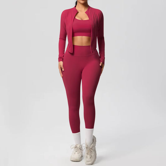 PowerFlex™ 3-Piece Imported Activewear Set (Jacket + Bra + Leggings)