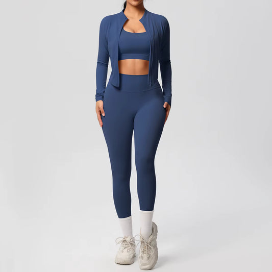 PowerFlex™ 3-Piece Imported Activewear Set (Jacket + Bra + Leggings)
