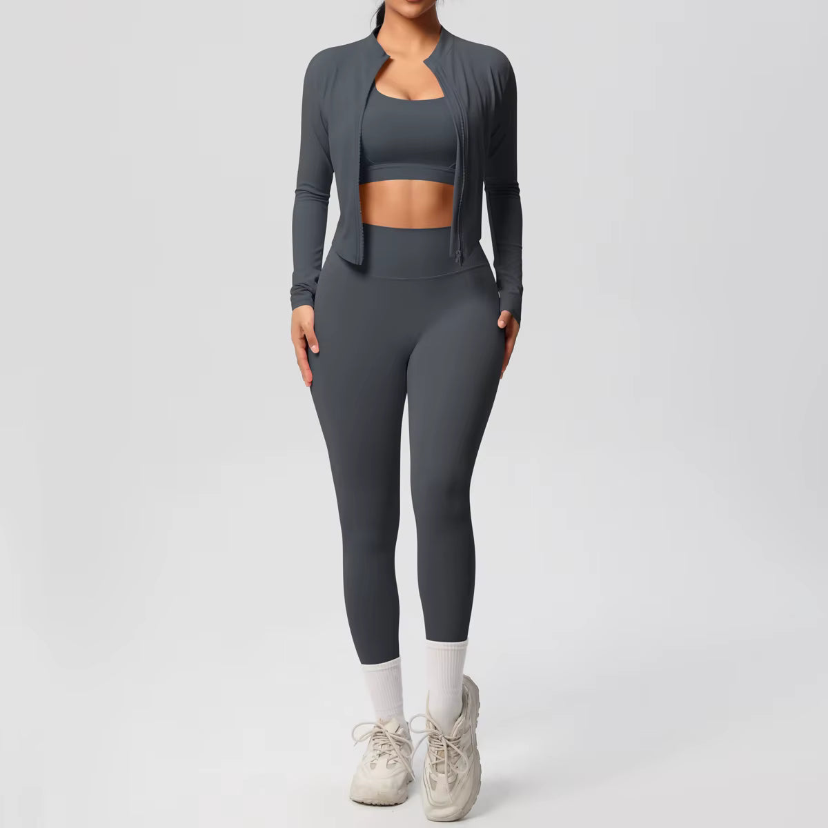 PowerFlex™ 3-Piece Imported Activewear Set (Jacket + Bra + Leggings)