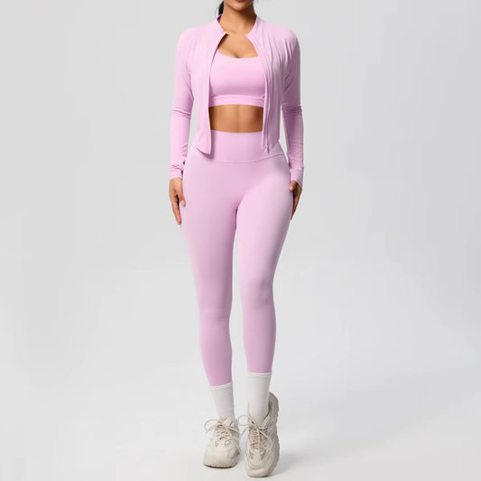 PowerFlex™ 3-Piece Imported Activewear Set (Jacket + Bra + Leggings)