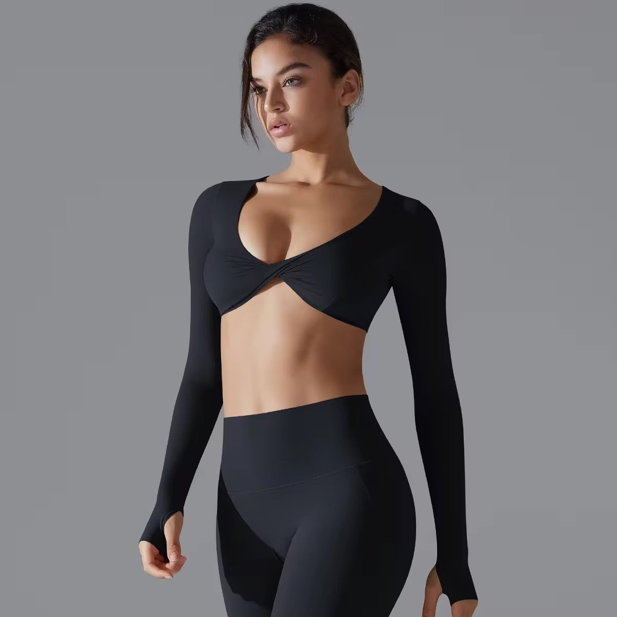 Twist Luxe Long-Sleeve Crop Top