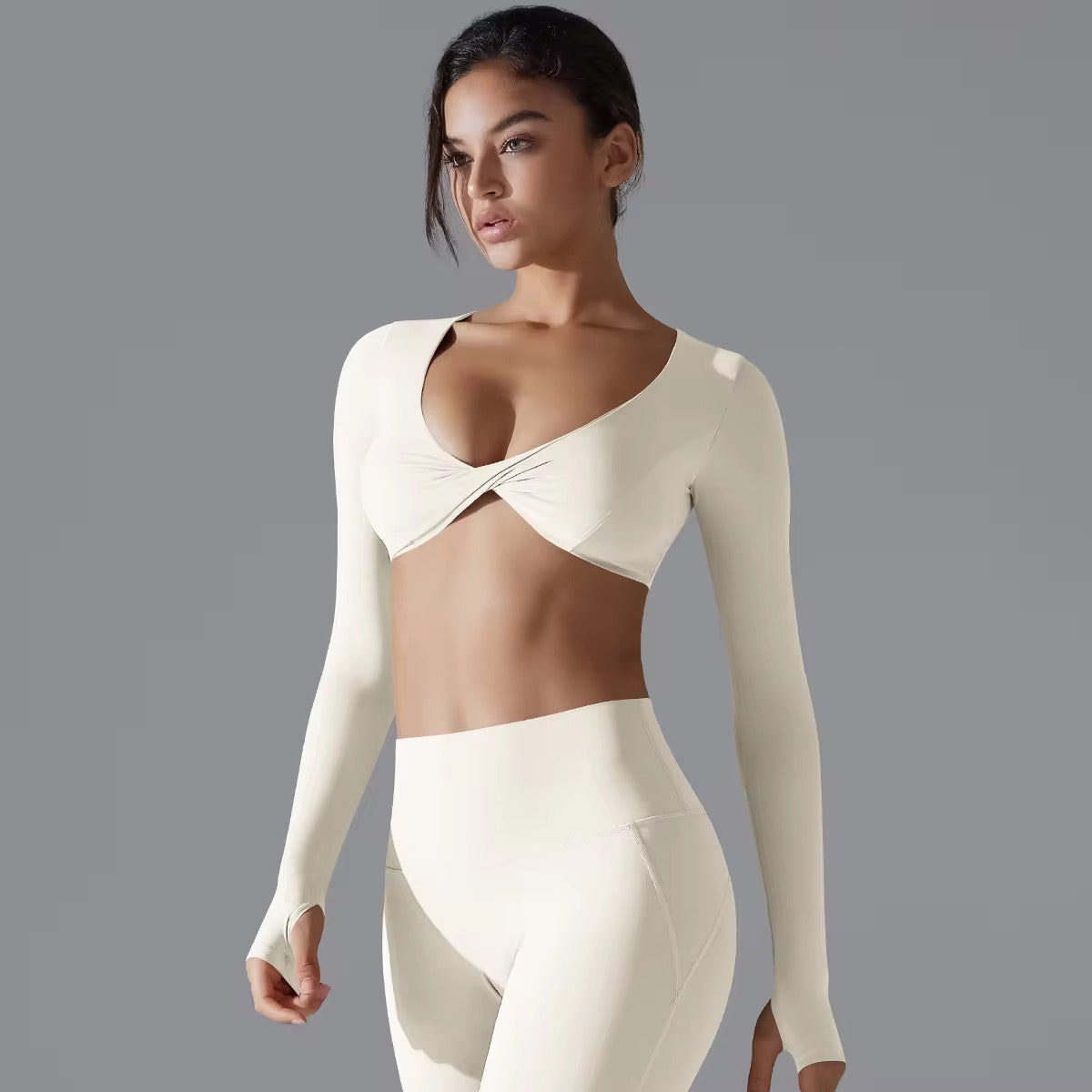 Twist Luxe Long-Sleeve Crop Top